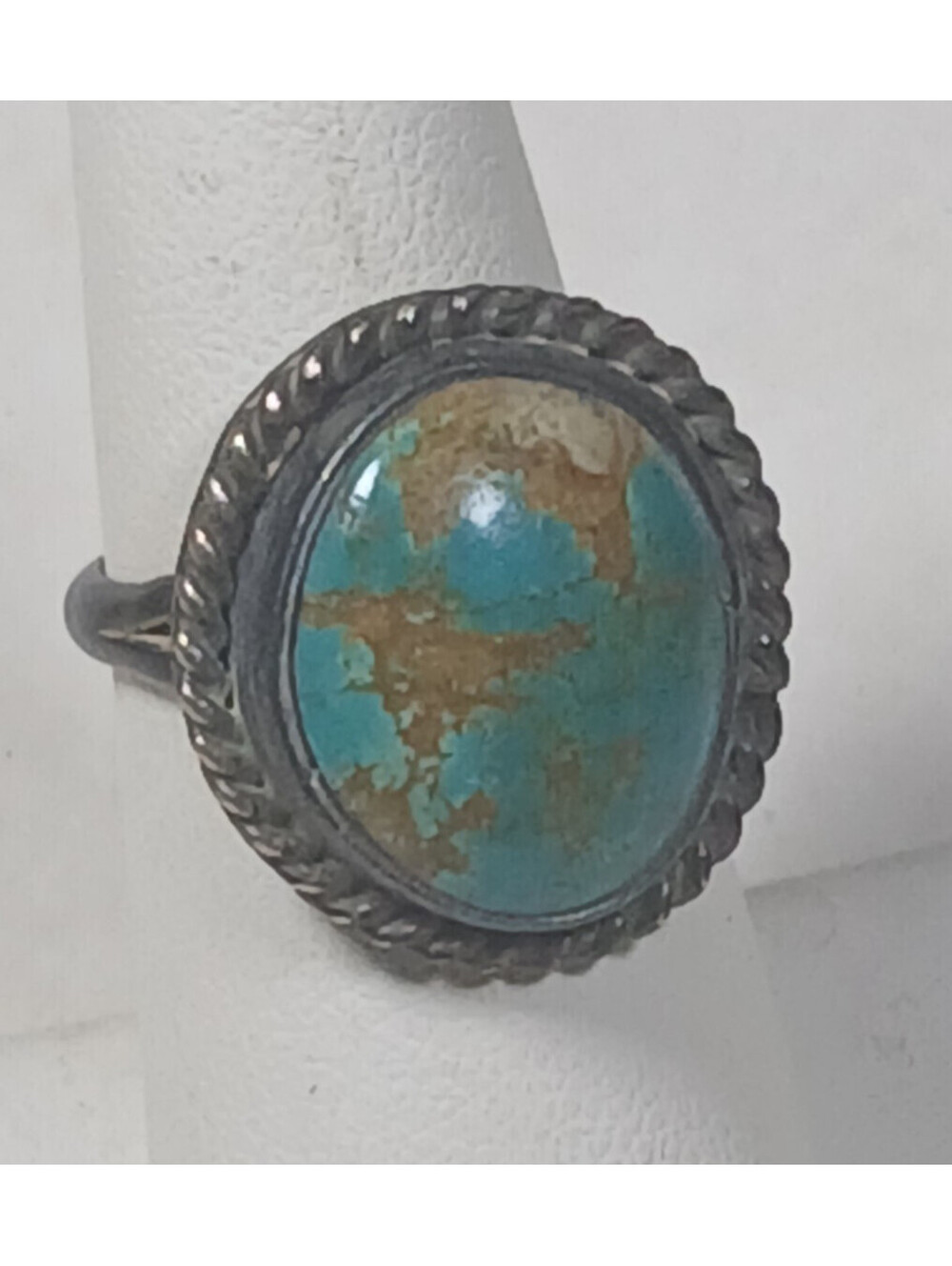 Navajo Native American S. Silver Turquoise Ring Size 5.5 Green Stone Jewelry
